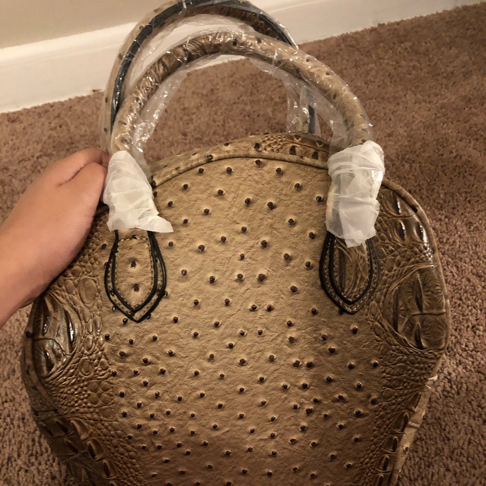 Ostrich handbag with wallet